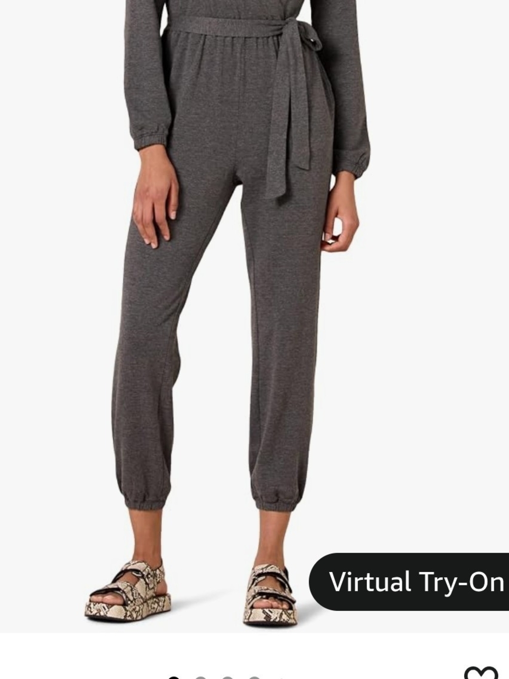 Women's Charcoal Gray Tie-Waist Jumpsuit Pants